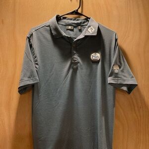 Footjoy PGA logo Men's Black and White Striped Polo Shirt